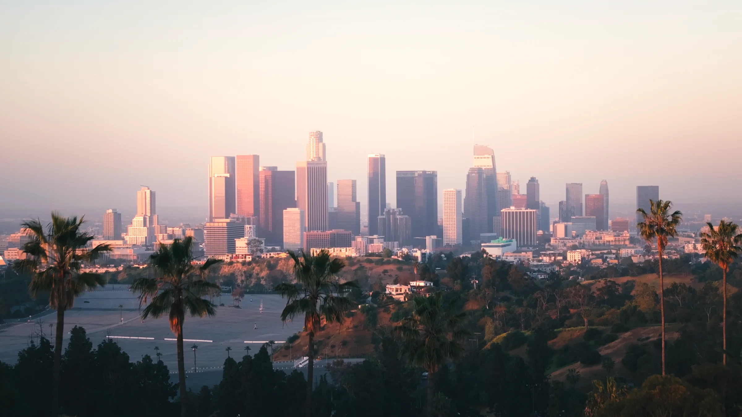 Downtown city skyline for local law firm video marketing